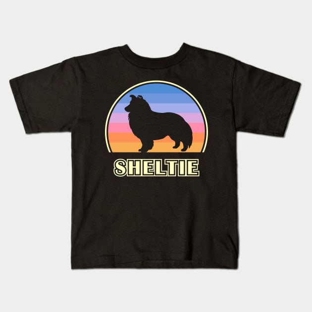 Sheltie Vintage Sunset Shetland Sheepdog Kids T-Shirt by millersye